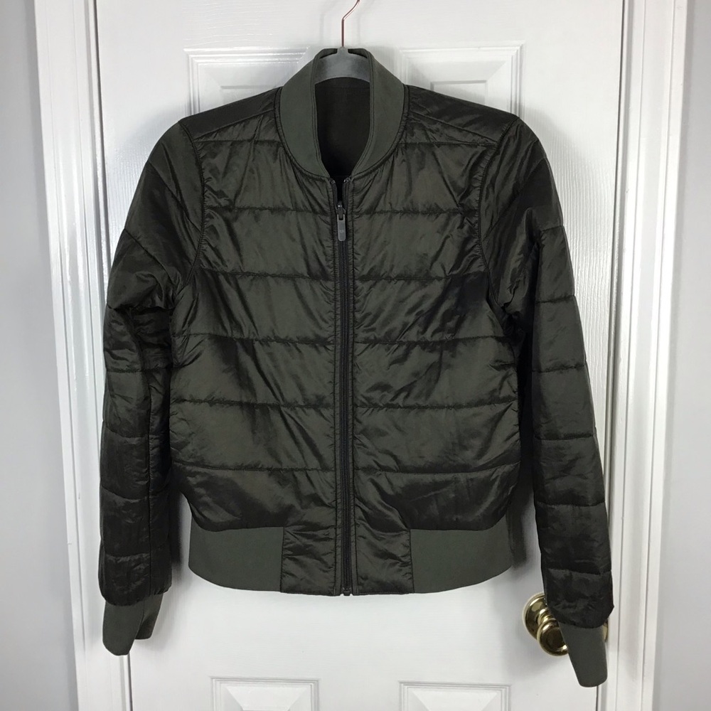 lululemon athletica Dark Olive Quilted Bomber Jacket